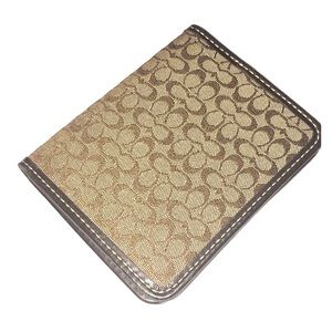 COACH tan/brown monogram ID/cash holder